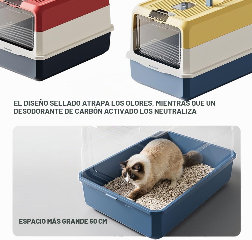 Arenera Cerrada Premium Diseño Tricolor con Control de Olores 